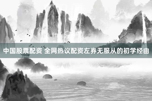 中国股票配资 全网热议配资左券无服从的初学经由